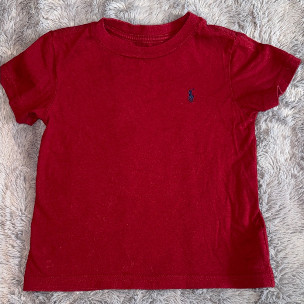 Polo by Ralph Lauren MAROON Short Sleeve Boys Tee with Navy Pony 2t